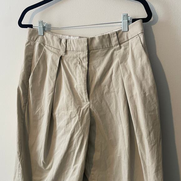 Abercrombie & Fitch Tailored Wide Leg Pleated Khaki Trousers Sz 10 Workwear - Picture 2 of 8